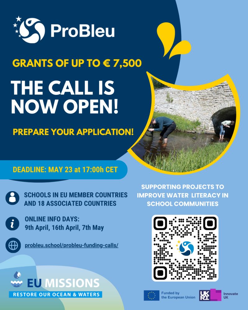 OStogether's tweet image. ๐ขThe ProBleu funding call is open!
This initiative empowers schools to take the lead in blue sustainability education.
Read more๐shorturl.at/6Gxjb
Subscribe to the OSTogether Newsletter for the latest #OpenSchooling insights & opportunities๐ฅ shorturl.at/soklY