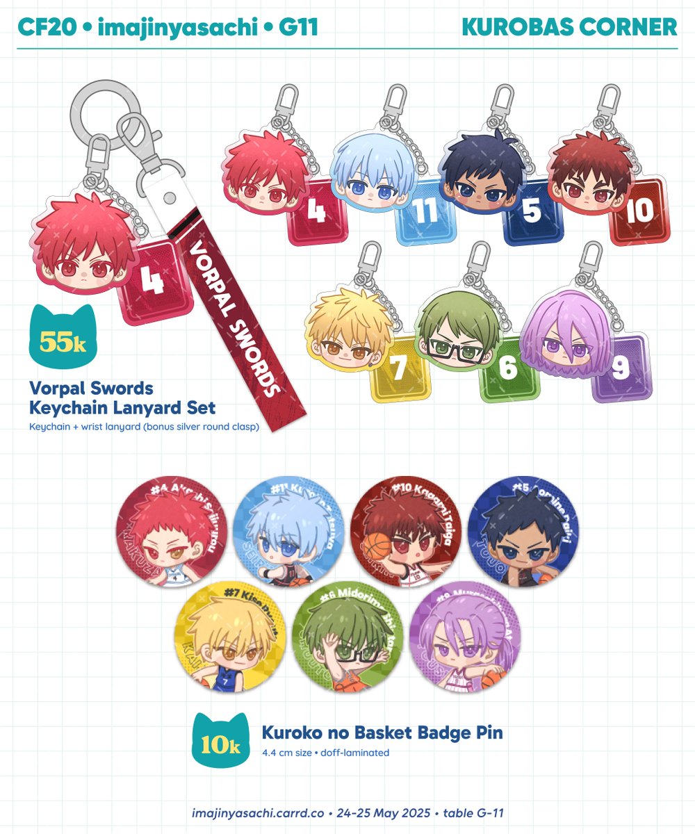 imajinyasachi's tweet photo. [Thank you for 🔁💛]
Here is imajinyasachi's #CFXX OTS catalog ✨

📅: 24-25 May '25
📍: ICE BSD (Table G-11)
💰: Cash (preferred) or QRIS
❌ No booking

⭐️: #Haikyuu, #KuroBas, #zzzero, #GenshinImpact, #HSR, Shoujo

Thank you &amp; see you!
#cf20 #comifuro20 #comifuro20catalog https://t.co/u5yl3EX20M
