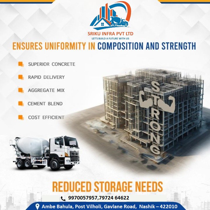 SrikuInfra's tweet photo. 𝐋𝐨𝐨𝐤𝐢𝐧𝐠 𝐟𝐨𝐫 𝐡𝐢𝐠𝐡-𝐪𝐮𝐚𝐥𝐢𝐭𝐲 𝐑𝐞𝐚𝐝𝐲 𝐌𝐢𝐱 𝐂𝐨𝐧𝐜𝐫𝐞𝐭𝐞 𝐢𝐧 𝐍𝐚𝐬𝐡𝐢𝐤?
Trust Sriku Infra Pvt Ltd – the leading manufacturers and suppliers trusted by #builders &amp; #developers across the #Nashik! #RMC #Concrete #BuildStrong #Building #Construction https://t.co/yN9R99UVPF