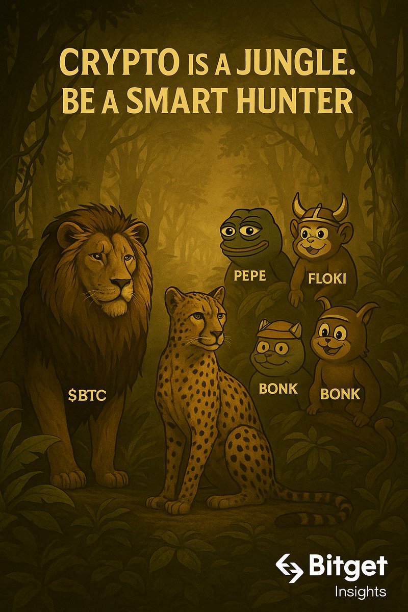 Crypto is a jungle.

Some chase lions ($BTC), some chase cheetahs ($ETH)...
But the real money?
It's hidden in the sneaky monkeys: $PEPE, $FLOKI, $WIF, and $BONK.

Don’t just hunt track smart.
Narratives create kings in this jungle.

#CryptoHustle #MemeSeason #BitgetInsights