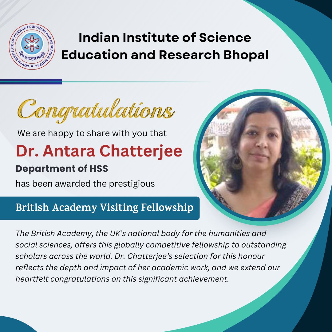 We are delighted to announce that Dr. Antara Chatterjee has been awarded the British Academy Visiting Fellowship for 2025.

This prestigious fellowship, offered by the UK’s national academy for the humanities and social sciences, recognizes outstanding international scholars and