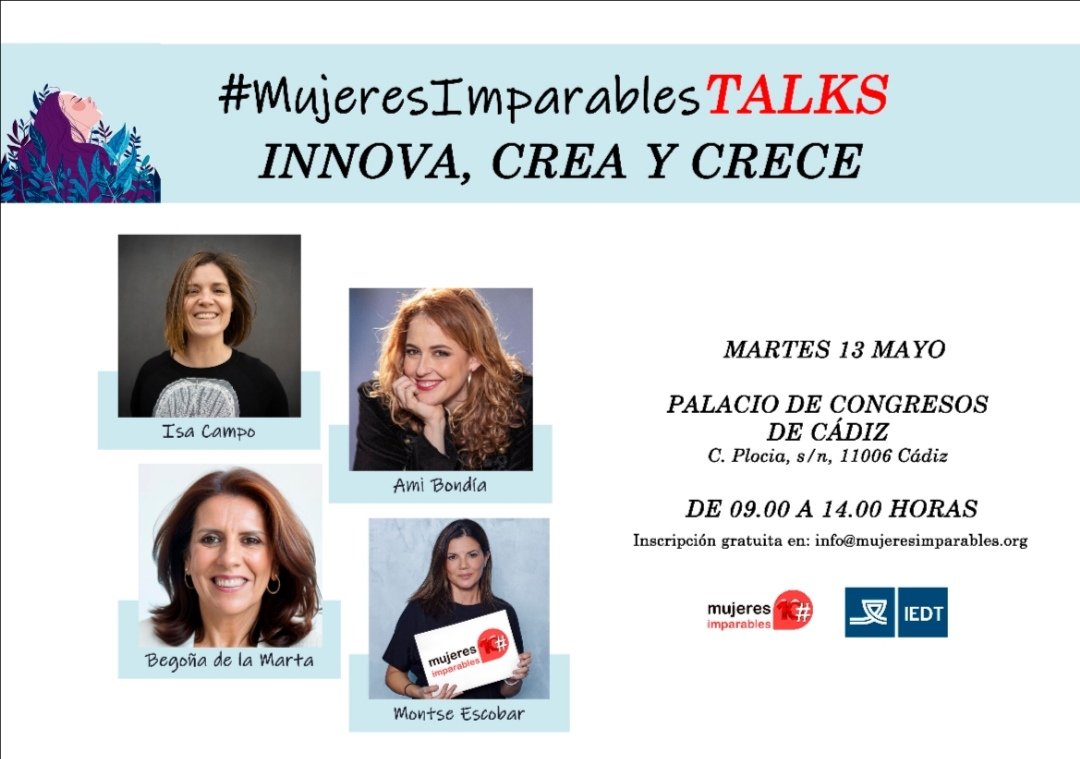 Ami Bondía🌞/Lady Energía 🔋 (@amibondia) on Twitter photo Nos vemos el 13 de mayo en Cádiz para el evento Mujeres Imparables Talks.
Compartiré la charla “Desata tu potencial.Nuevas habilidades y marca personal".
Te esperamos! <a href="/mujer_imparable/">Asociación Mujeres Imparables</a>
#sinergias #Emprendimiento #liderazgo Nos vemos el 13 de mayo en Cádiz para el evento Mujeres Imparables Talks.
Compartiré la charla “Desata tu potencial.Nuevas habilidades y marca personal".
Te esperamos! <a href="/mujer_imparable/">Asociación Mujeres Imparables</a>
#sinergias #Emprendimiento #liderazgo