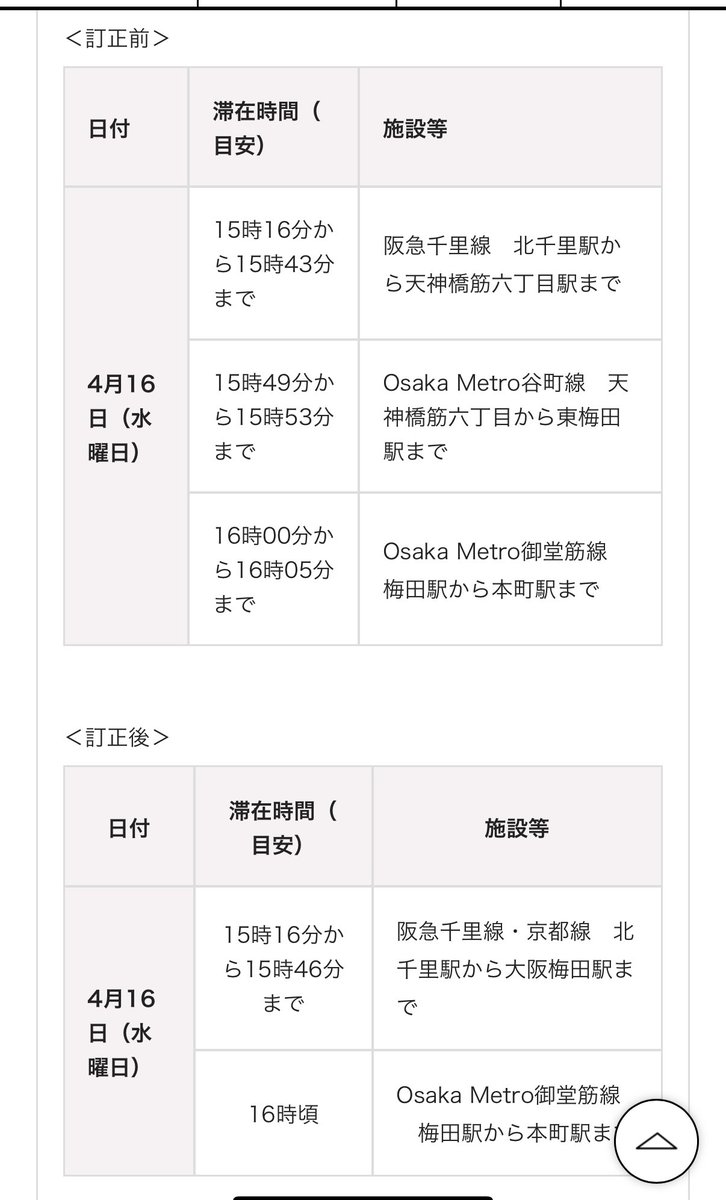 4/22の大阪の麻疹の症例、行動歴に訂正がありますのでご確認ください。

詳細は
大阪府
pref.osaka.lg.jp/hodo/fumin/o10…