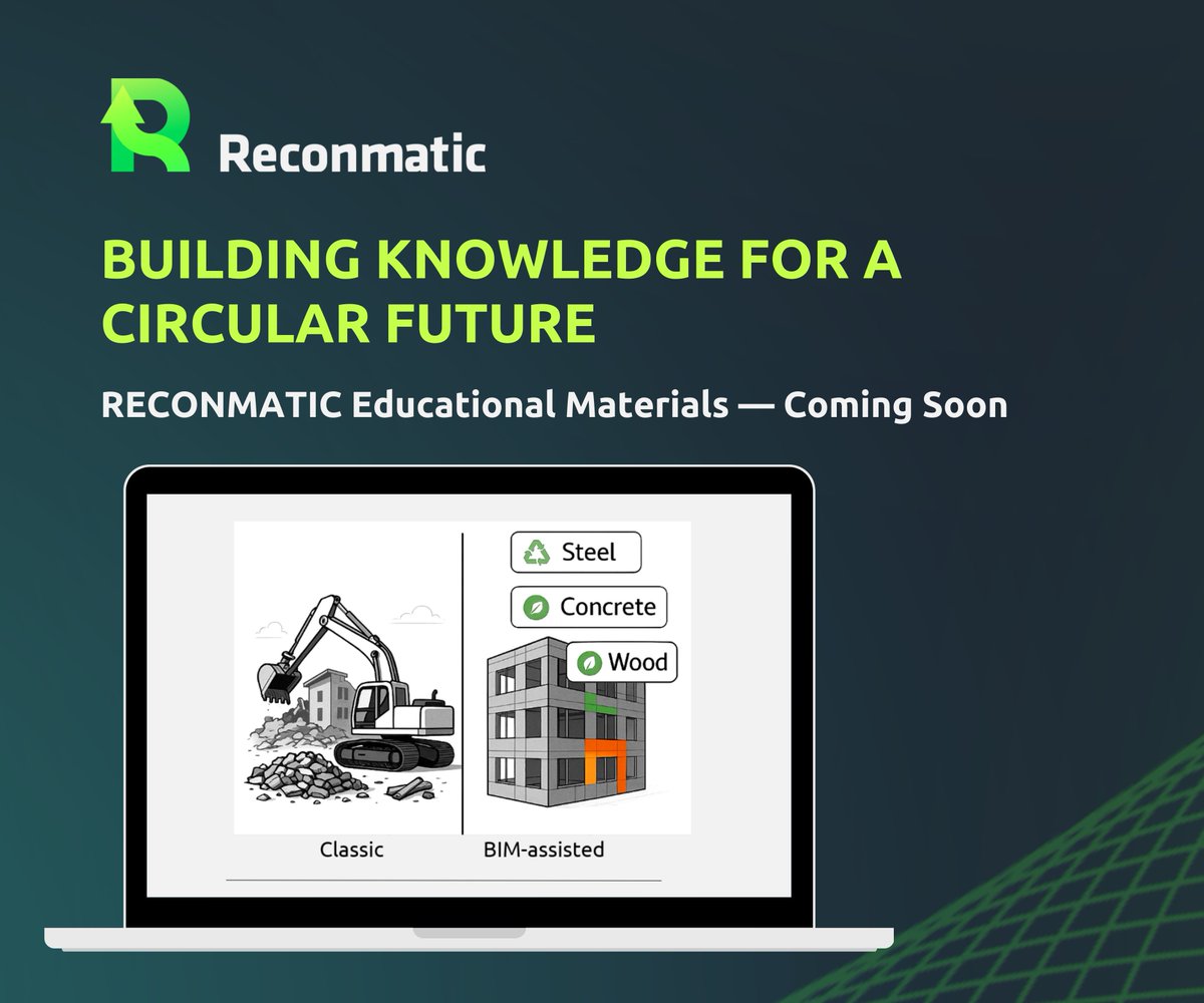 The RECONMATIC team is developing online educational materials to share knowledge on circular construction and demolition! 📚♻️Led by <a href="/JAIP_ops/">JAIP o.p.s.</a>  the materials will soon be available on our website.  #CircularEconomy #construction