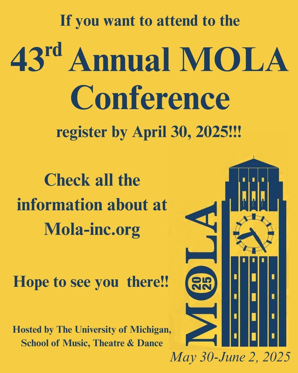 Want to attend the 43rd annual MOLA conference? Make sure to register by APRIL 30th! 📷 We can’t wait to see you there! 📷📷 [register at - form.jotform.com/250023837083149 ]