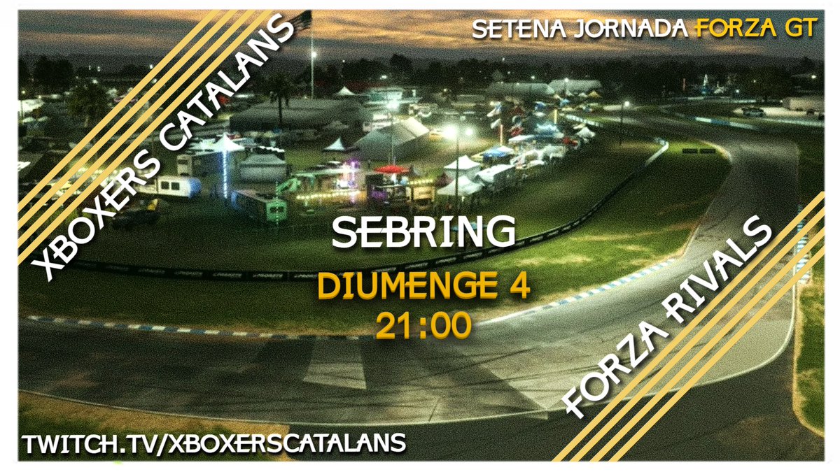 XboxersCatalans's tweet photo. La carretera ens crida i ha arribat l'hora de respondre!
Aquest diumenge posem rumb a Sebring per disputar la setena jornada del campionat de #ForzaMotorsport de la comunitat!
Diumenge 4 a les 21:00 a 
https://t.co/xBZOvpmwCK

#Xbox #ForzaRivals #Català 
#XboxParlaCatalà https://t.co/XKLAOqnC4c