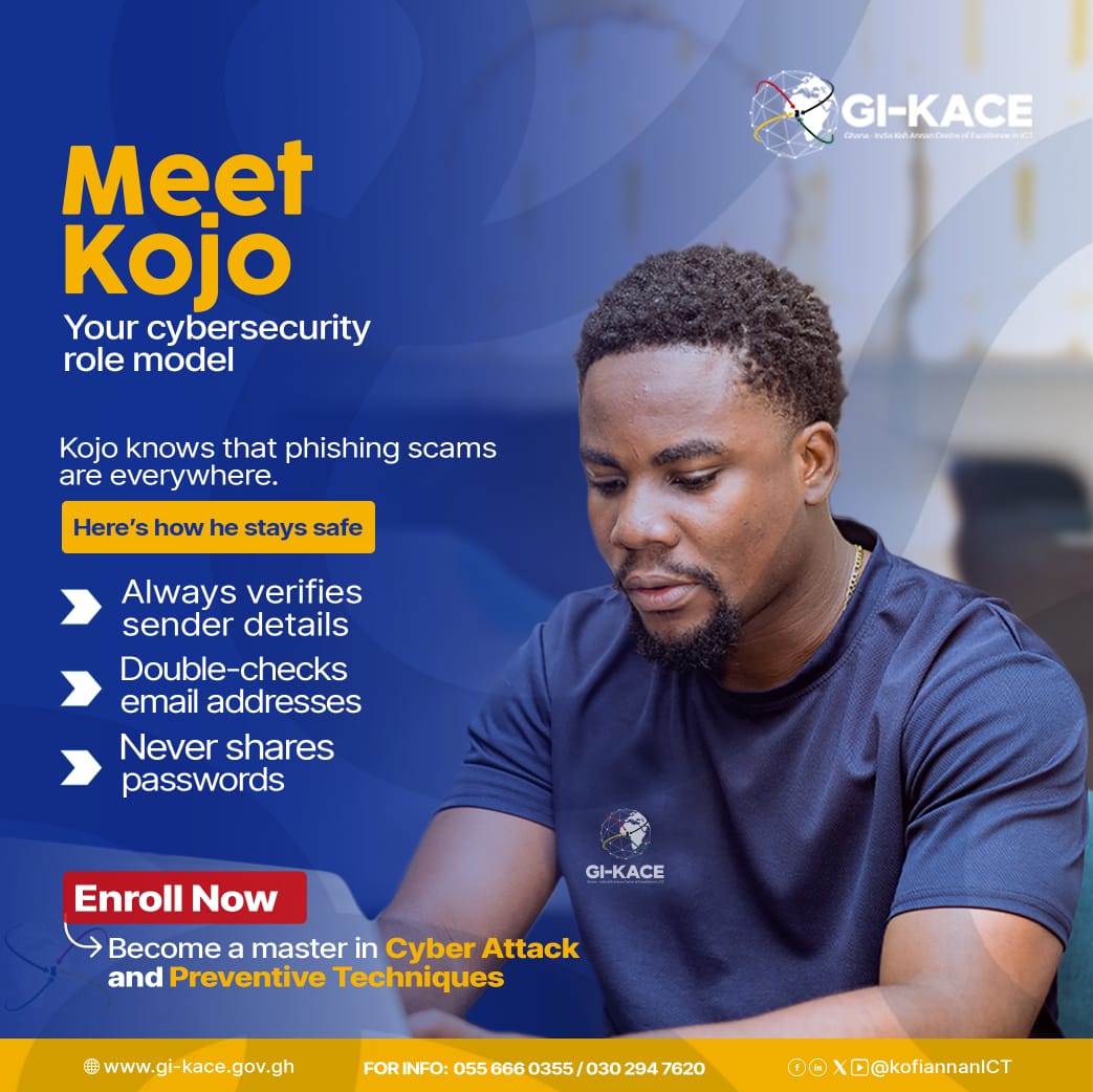 Want to become a cybersecurity hero too? Enroll now by calling 055 666 0355 to learn the smart way to spot scams, secure your data, and defend your digital world.

#cybersecurity
#GIKACE
#kofiannanictcentre
#GhanaIndiaKofiAnnanCentreOfExcellenceInIct