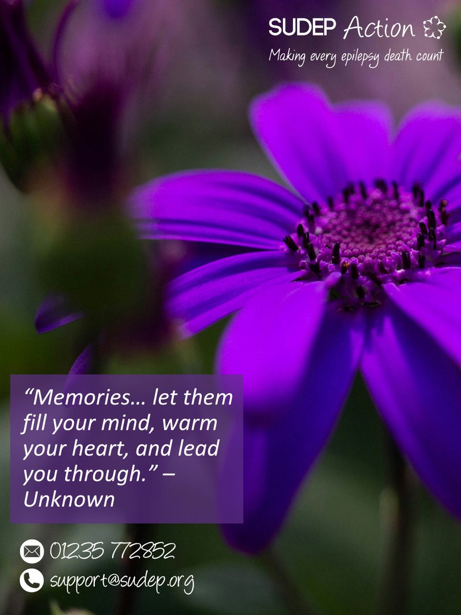 SUDEP Action (@sudepaction) on Twitter photo “Memories… let them fill your mind, warm your heart, and lead you through.” – Unknown.
If you need help following an epilepsy-related death, call 01235 772852 or email our team on support@sudep.org
#SUDEP #epilepsy “Memories… let them fill your mind, warm your heart, and lead you through.” – Unknown.
If you need help following an epilepsy-related death, call 01235 772852 or email our team on support@sudep.org
#SUDEP #epilepsy