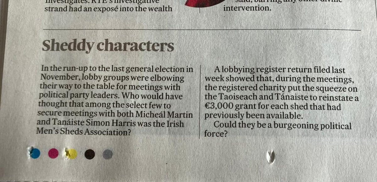 Irish Men's Sheds Association (@irishsheds) on Twitter photo In a small but important item from Saturday's <a href="/IrishTimes/">The Irish Times</a> - Irish Men's Sheds could be a burgeoning political force!! <a href="/MichealMartinTD/">Micheál Martin</a> <a href="/SimonHarrisTD/">Simon Harris TD</a>
#menssheds #Shoulder2Shoulder #Community In a small but important item from Saturday's <a href="/IrishTimes/">The Irish Times</a> - Irish Men's Sheds could be a burgeoning political force!! <a href="/MichealMartinTD/">Micheál Martin</a> <a href="/SimonHarrisTD/">Simon Harris TD</a>
#menssheds #Shoulder2Shoulder #Community