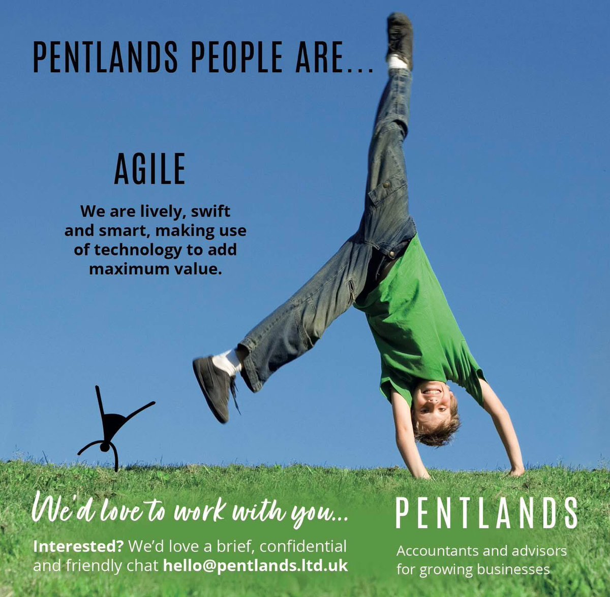 Pentlands Tax (@pentlandstax) on Twitter photo Pentlands people are …
AGILE 🤸
We are lively, swift & smart, making use of technology to add maximum value.
If you are thinking of switching #accountant, get in touch for an informal chat 💬
📧 hello@pentlands.ltd.uk or ☎️ 01926 424455
#business #grow #manage Pentlands people are …
AGILE 🤸
We are lively, swift & smart, making use of technology to add maximum value.
If you are thinking of switching #accountant, get in touch for an informal chat 💬
📧 hello@pentlands.ltd.uk or ☎️ 01926 424455
#business #grow #manage