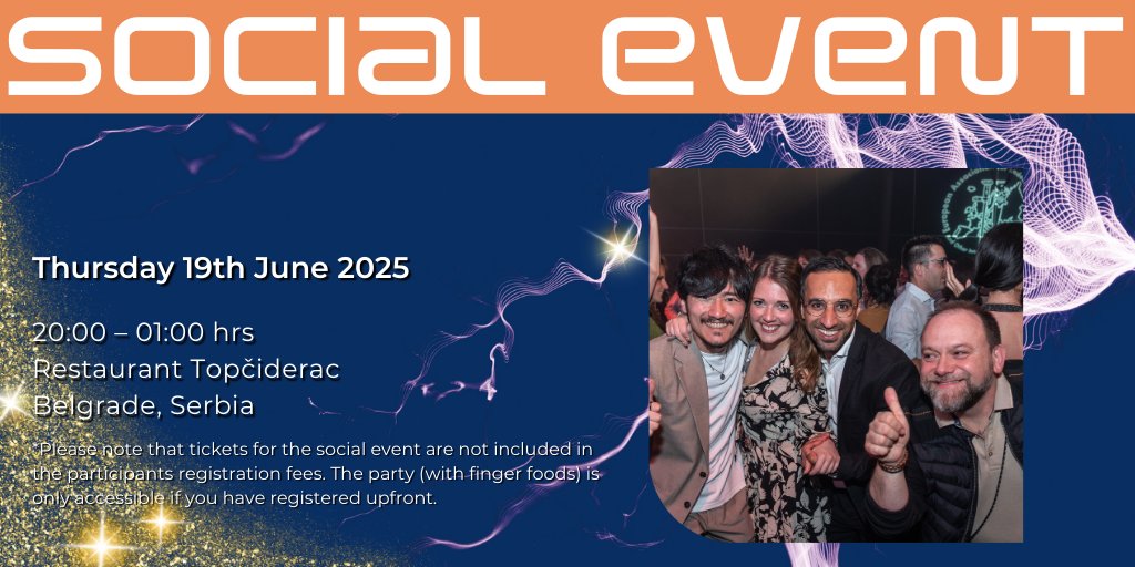 🎉 Heading to #EAES2025 in Belgrade? Don’t miss the Social Event on Thurs 19 June, 20:00 at Restaurant Topčiderac! 🌍 Mingle with colleagues over finger foods in a stunning setting.
🎟️ Not included in reg fee – pre-registration required: eaes.eu/social-events/
#EAES #Networking