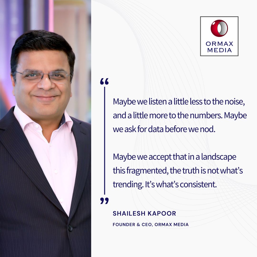 Ormax Media (@ormaxmedia) on Twitter photo In his weekly column, <a href="/shaileshkapoor/">Shailesh Kapoor</a> writes about the emergence of several self-appointed experts in these interesting but uncertain times for the Indian M&E industry, resulting in a lot of advice, theories and predictions, but alarmingly, very little data to back them up.
Link In his weekly column, <a href="/shaileshkapoor/">Shailesh Kapoor</a> writes about the emergence of several self-appointed experts in these interesting but uncertain times for the Indian M&E industry, resulting in a lot of advice, theories and predictions, but alarmingly, very little data to back them up.
Link
