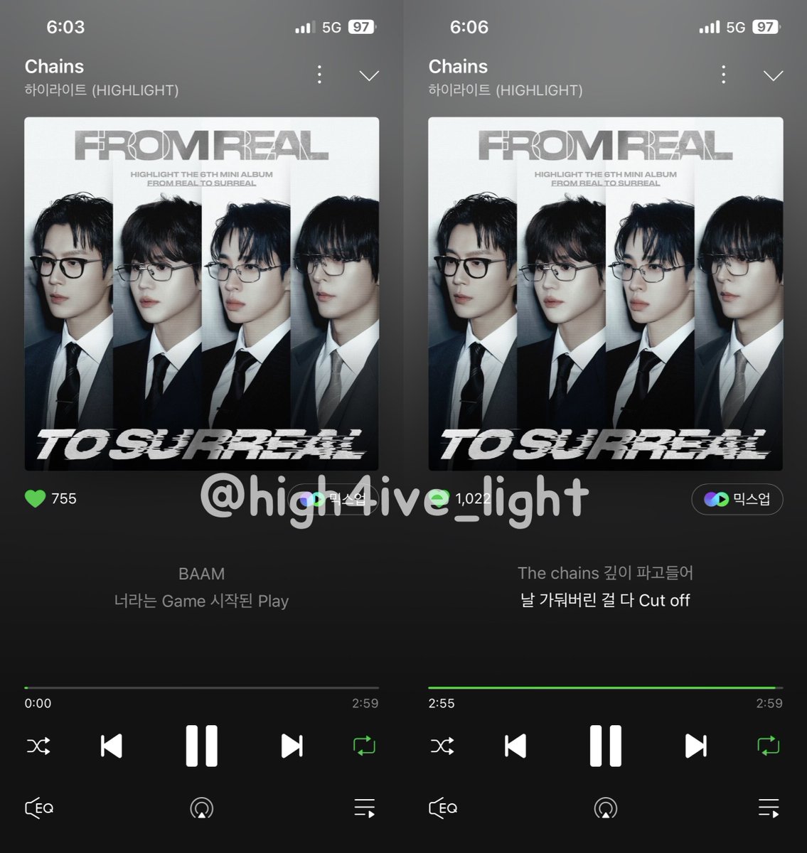 high4ive_light's tweet photo. #하이라이트 #비스트 미니 6집💿
#From_Real_to_Surreal
발매 기념 RT & 스밍 이벤트🥳

✔️기간: 4/28(월) ~ 5/18(일)
✔️상품: 4명 추첨
🎁미니 6집 포토북 버전 4종 세트 1명
🎁공식 응원봉 파우치 1명
🎁공식 응원봉 & 로즈파츠 1명
🎁2024 라고온 포토북 1명
🎁끝끝아 절절포(매일 인증자) 전원 행운포카

✔️방법: 본 트윗 RT → 해시태그 #하이라이트_비스트_체인스 #하이파이브_스밍 해시태그와 함께 본 트윗으로 스트리밍 인증샷 전송 (재생 시작과 끝 캡쳐 + 본인 아이디 기재)
✔️각 음원 사이트당 하루 1회 참여 가능
✔️팔로우 여부 상관 X
✔️한 번에 몰아서 인증 X

✨
우리가 그렇듯이..
하이라이트 & 비스트 또한 불안하지 않게,
항상 돌아보면 그냥 옆에 있는
어떤 든든한 현실적인 존재가 되게.
현실을 뛰어 넘어 비현실 같이 느껴지는
그들의 무한한 노력과, 변치않는 사랑에
보답할 수 있는 뷰티 & 라이트가 되기를🙏🌹💡

#하이라이트 #HIGHLIGHT
#비스트 #BEAST
#체인스 #Chains
#윤두준 #YOONDUJUN
#양요섭 #YANGYOSEOP
#이기광 #LEEGIKWANG
#손동운 #SONDONGWOON