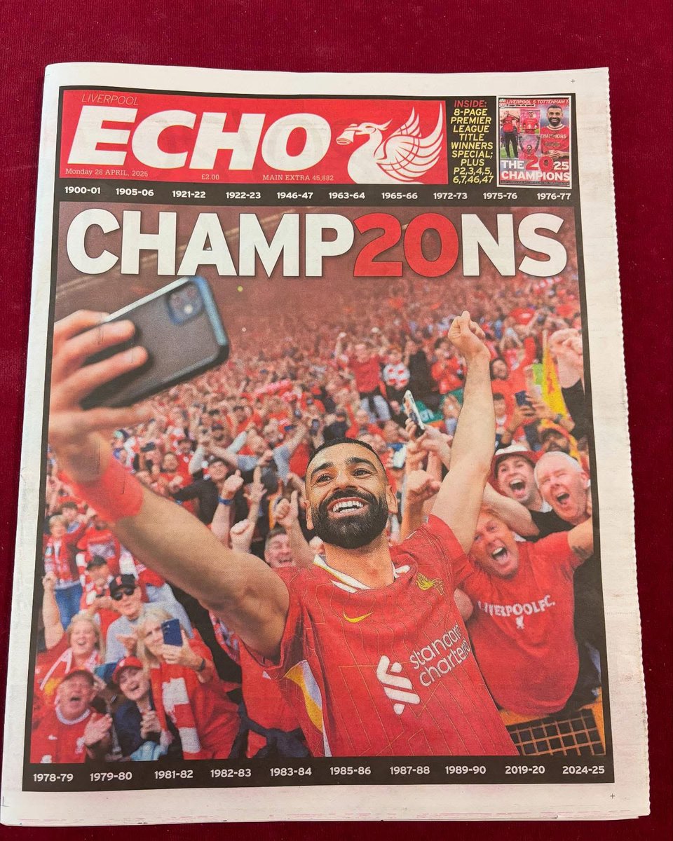 I’m not a Liverpool fan.
And I’ve never been a fan of how some in football ownership treat this club.

But the fans?
The spirit?
The passion that pours from Anfield every week?

That is Liverpool.
That is football at its very best.
And today, it’s been rewarded — 20 league titles