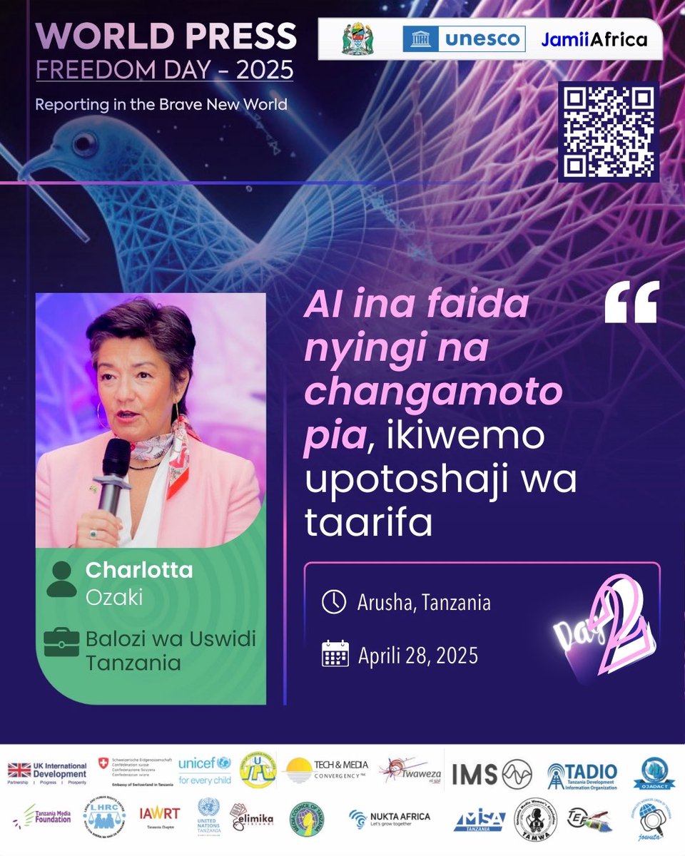 ARUSHA: Akizungumza katika Maadhimisho ya Siku ya Uhuru wa Vyombo vya Habari 2025, Balozi wa Sweden-Tanzania, Charlotta Ozaki Macias amesema Dunia inabadilishwa na Akili Mnemba (AI) ambayo ina faida nyingi lakini pia ina changamoto zake ikiwemo upotoshaji wa taarifa na kupungua