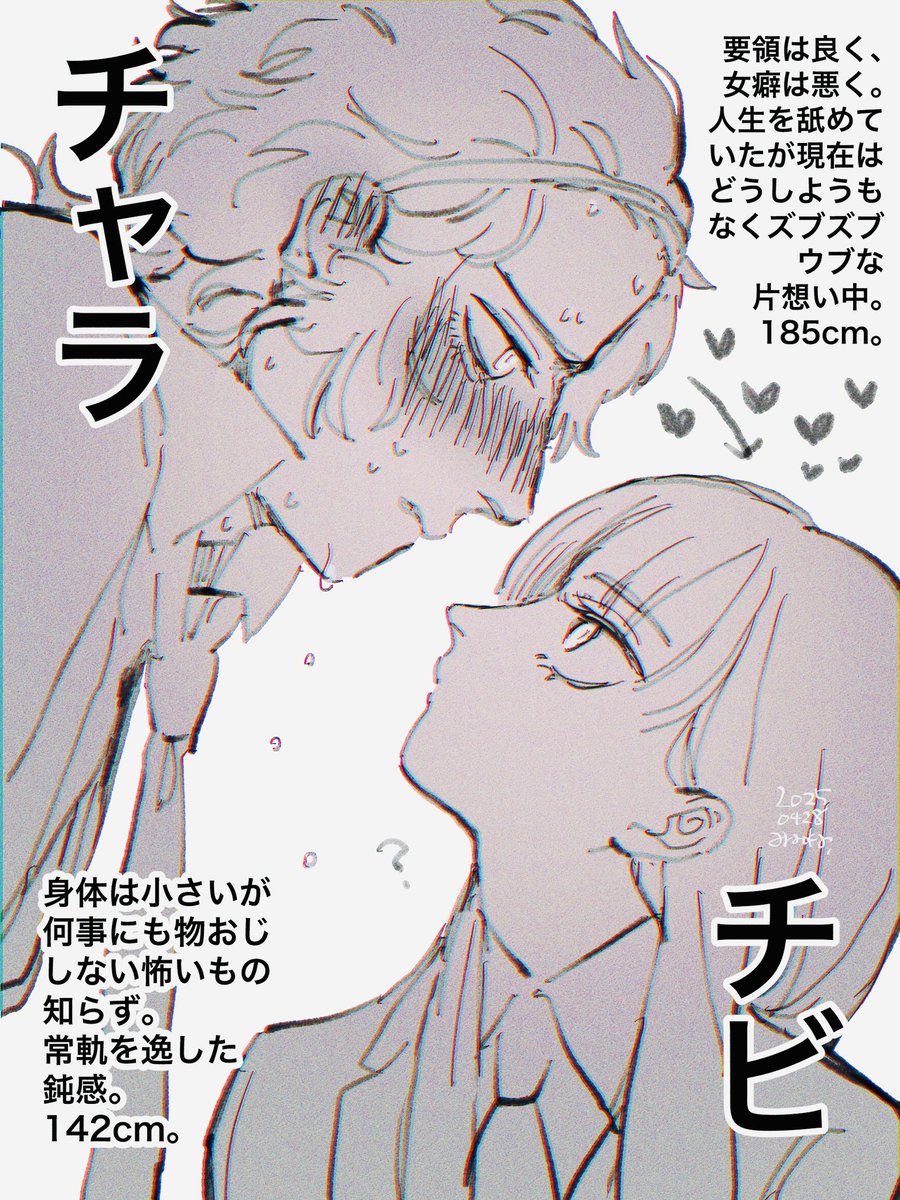 24Bllue's tweet image. 身長差×属性差男女