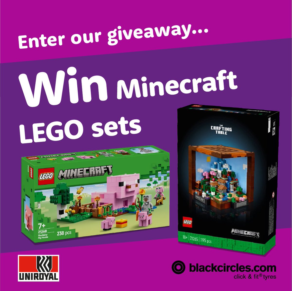We're celebrating the Minecraft movie with an exciting giveaway! 

One lucky follower could win The Minecraft LEGO Crafting Table &amp; The Baby Pig House 🐷 all thanks to our friends at Uniroyal 👏 🎬 

To enter:
Comment the 🐷 emoji below

[Ends May 8th].
T&amp;Cs in bio.