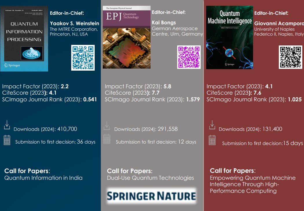 QET Labs Bristol (@qetlabsbristol) on Twitter photo We are thrilled to welcome back <a href="/SpringerNature/">Springer Nature</a> to BQIT:25, another of this year's sponsors. Springer's three Quantum science and technology journals bring you the latest in experimental and theoretical research. Read more here: link.springer.com/search?new-sea… We are thrilled to welcome back <a href="/SpringerNature/">Springer Nature</a> to BQIT:25, another of this year's sponsors. Springer's three Quantum science and technology journals bring you the latest in experimental and theoretical research. Read more here: link.springer.com/search?new-sea…