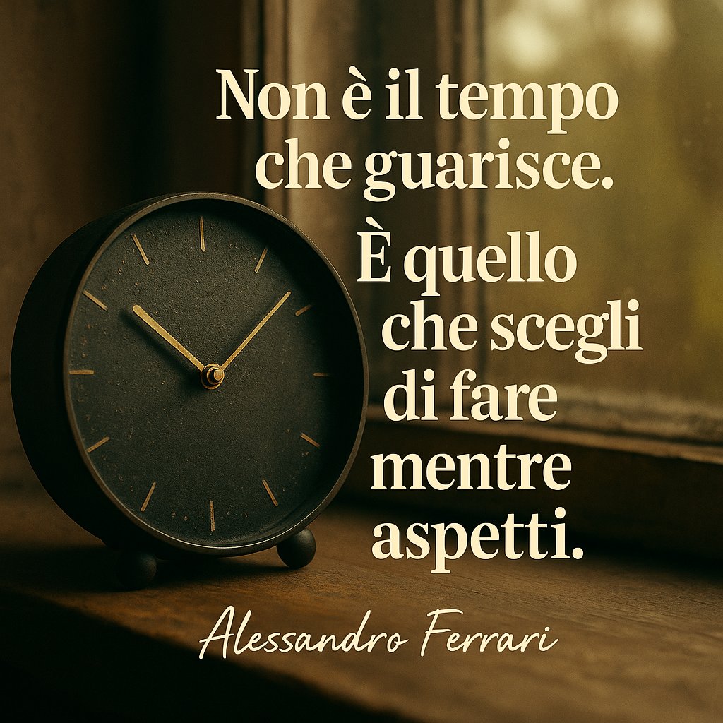 “Non è il tempo che guarisce.
È quello che scegli di fare mentre aspetti.”
Non è il tempo che salva.
Siamo noi, ogni giorno, con le scelte che facciamo.

#alessandroferrari #crescita #consapevolezza #resilienza #sviluppopersonale #motivazione #riflessioni