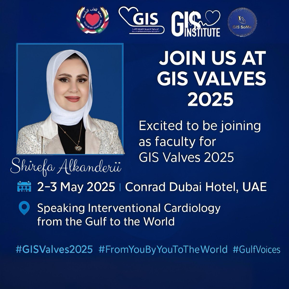 Join us at #GISValves2025

<a href="/GIS_SoMe/">GIS_SoMe</a> is the pulse 
<a href="/GisGulf/">Gulf Intervention Society - GIS</a> takes the lead 

🗓️ 𝐆𝐈𝐒 𝐕𝐀𝐋𝐕𝐄𝐒 𝟐𝟎𝟐𝟓 
📍 May 2–3 | Conrad Dubai

#GISValves2025 #GISNewsStudio #WeekendUpdate
#FromYouByYouToTheWorld #CardiologyLeadership
#GulfVoices #StructuralHeart #ThisIsGIS