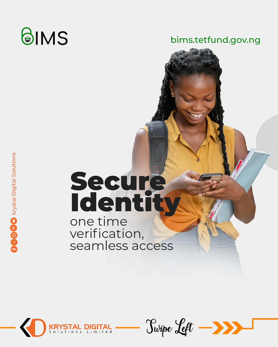 KrystalDigital's tweet photo. BIMS empowers TETFund beneficiary institutions with secure, streamlined identity management. 

With single sign-on and centralized data control, experience hassle-free access to essential TETfund services.

Learn more at link in bio 🔗 

#BIMS #IdentityManagement #TETFund #EdTechNigeria #KrystalDigital