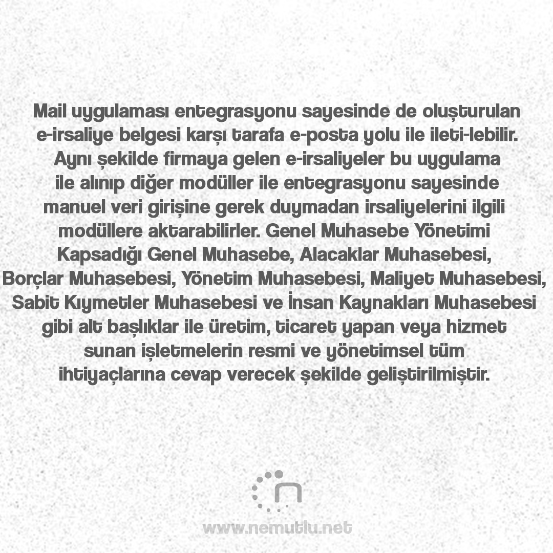 nemutluyazilim's tweet image. Mail uygulaması entegrasyonu sayesinde de oluşturulan e-irsaliye belgesi karşı tarafa e-posta yolu ile ileti-lebilir. 
nemutlu.net
#mail #yazılım