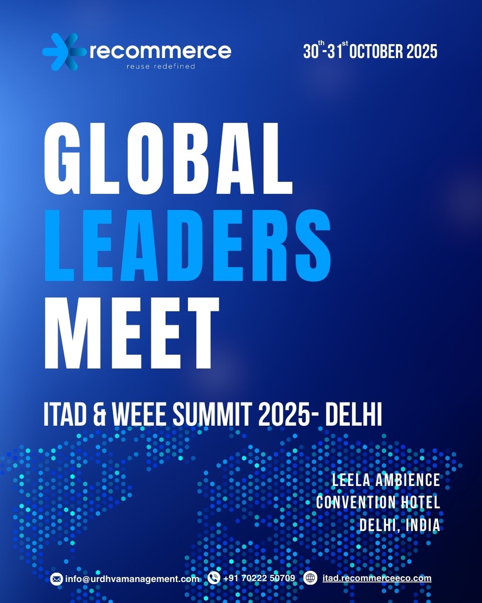 𝐓𝐡𝐞 𝐆𝐥𝐨𝐛𝐚𝐥 𝐏𝐮𝐥𝐬𝐞 𝐨𝐟 𝐈𝐓𝐀𝐃 𝐚𝐧𝐝 𝐑𝐞𝐜𝐲𝐜𝐥𝐢𝐧𝐠 𝐁𝐞𝐠𝐢𝐧𝐬 𝐇𝐞𝐫𝐞.
Be part of the 𝐆𝐥𝐨𝐛𝐚𝐥 𝐋𝐞𝐚𝐝𝐞𝐫𝐬 𝐌𝐞𝐞𝐭 𝐚𝐭 𝐭𝐡𝐞 𝐈𝐓𝐀𝐃 &amp; 𝐖𝐄𝐄𝐄 𝐒𝐮𝐦𝐦𝐢𝐭 𝟐𝟎𝟐𝟓-a gathering where ideas spark, industries transform, and the future takes shape.