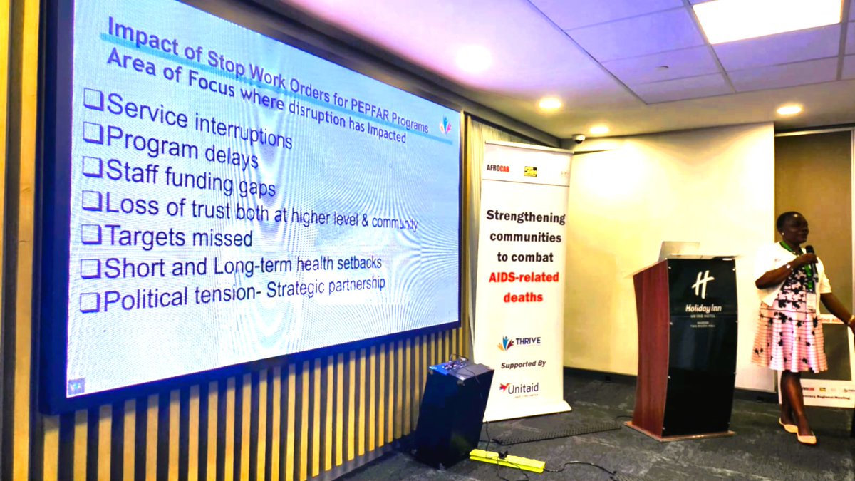 "Global health disruption will cost millions of lives, especially affecting those living with HIV." - Cissy Ssuna presenting the impact of the stop work orders at the AHD Regional Advocacy Meeting.

#CommunitiesEndAIDS