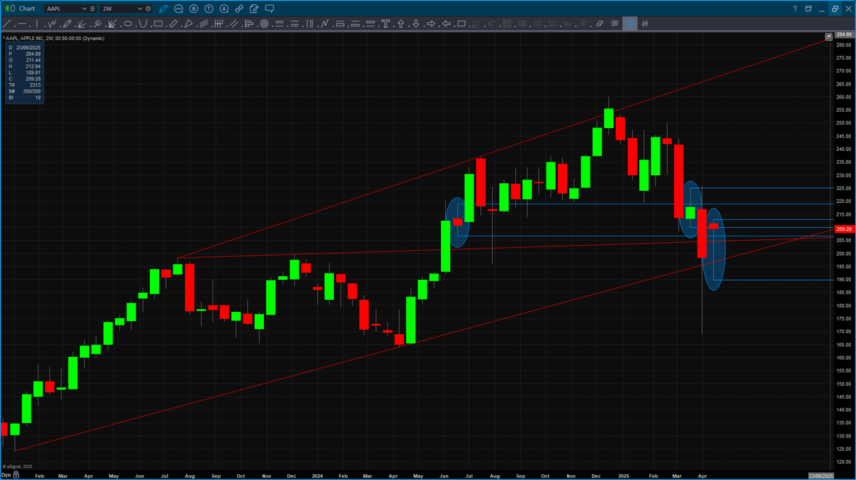 MDCapitalUK's tweet photo. $AAPL 2W - inside and up above 212.94 #TheStrat https://t.co/jUea1nvBHK