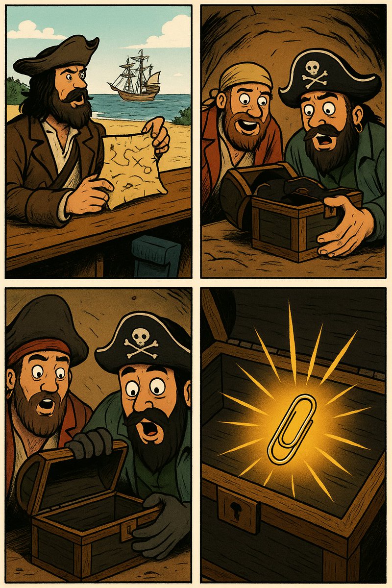 Finishing my PhD in finance and my professor comes to last class rambling about how wealth is built by buying shit that people dont value enough until they do, and then shows is this comic???

Something about a #paperclip or smth 
Anyone fill me in? 📎