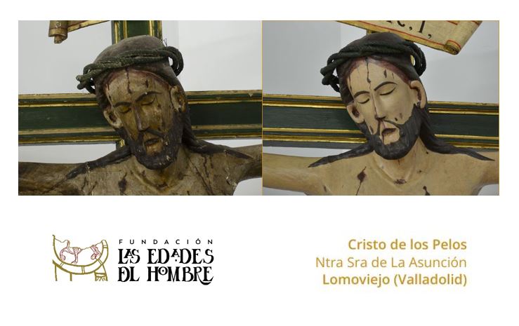 Entre estas dos fotografías hay muchas horas de estudio y semanas de trabajo para devolver al Cristo de los Pelos de Lomoviejo su apariencia original.

Así ha sido su paso por nuestro Centro de Conservación y Restauración🎥 youtube.com/watch?v=UqXqzU…