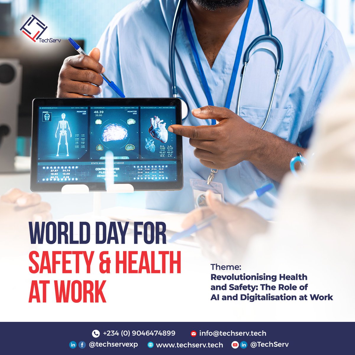 techservexp's tweet image. This World Day for Safety and Health at Work, we celebrate a new era where AI and digitalisation are transforming the way we protect and empower workers.

Juma Jux | Erigga | Headies | Sanwo Olu | Headies2025 | Burkina Faso | Next Rated | Kenneth Okonkwo | Anambra | 2baba