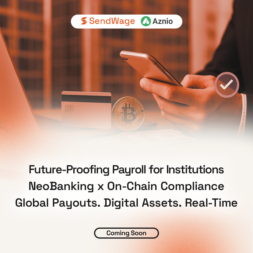 SendWageIO's tweet image. 🚀Something big is brewing
🤝 We’re entering early-stage discussions with aznio.com🌍NeoBank based in the Isle of Man ;to explore an integration that will empower institutional clients with seamless⚡on-chain payroll.
👀 Stay tune
#SendWage | #Aznio | #Web3Payroll