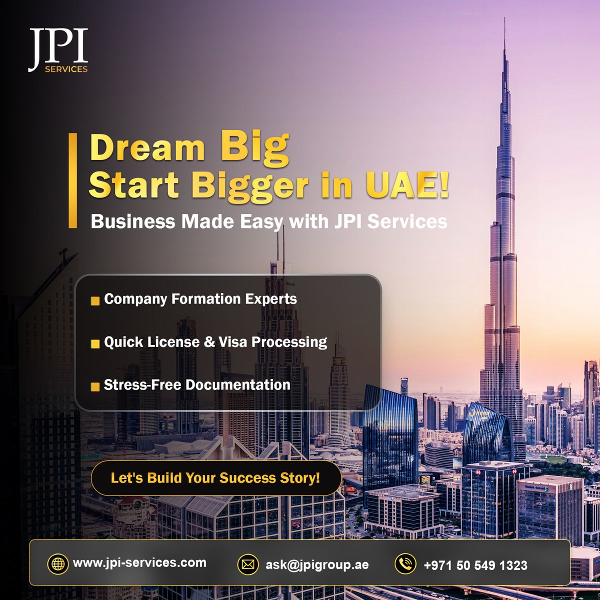 jpiservicesuae's tweet photo. Dream Big, Start Bigger in the UAE with JPI Services!
 
Connect with Us
📞 Phone: +971 505491323
✉ Email: ask@jpigroup.ae
🌐 Website: https://t.co/KaDPoHyElg

#JPIservices #DreamBigStartBigger #BusinessSetupUAE #Entrepreneurship #UAEbusiness #StartInUAE #BusinessSuccess https://t.co/Ji7ixGtRXt
