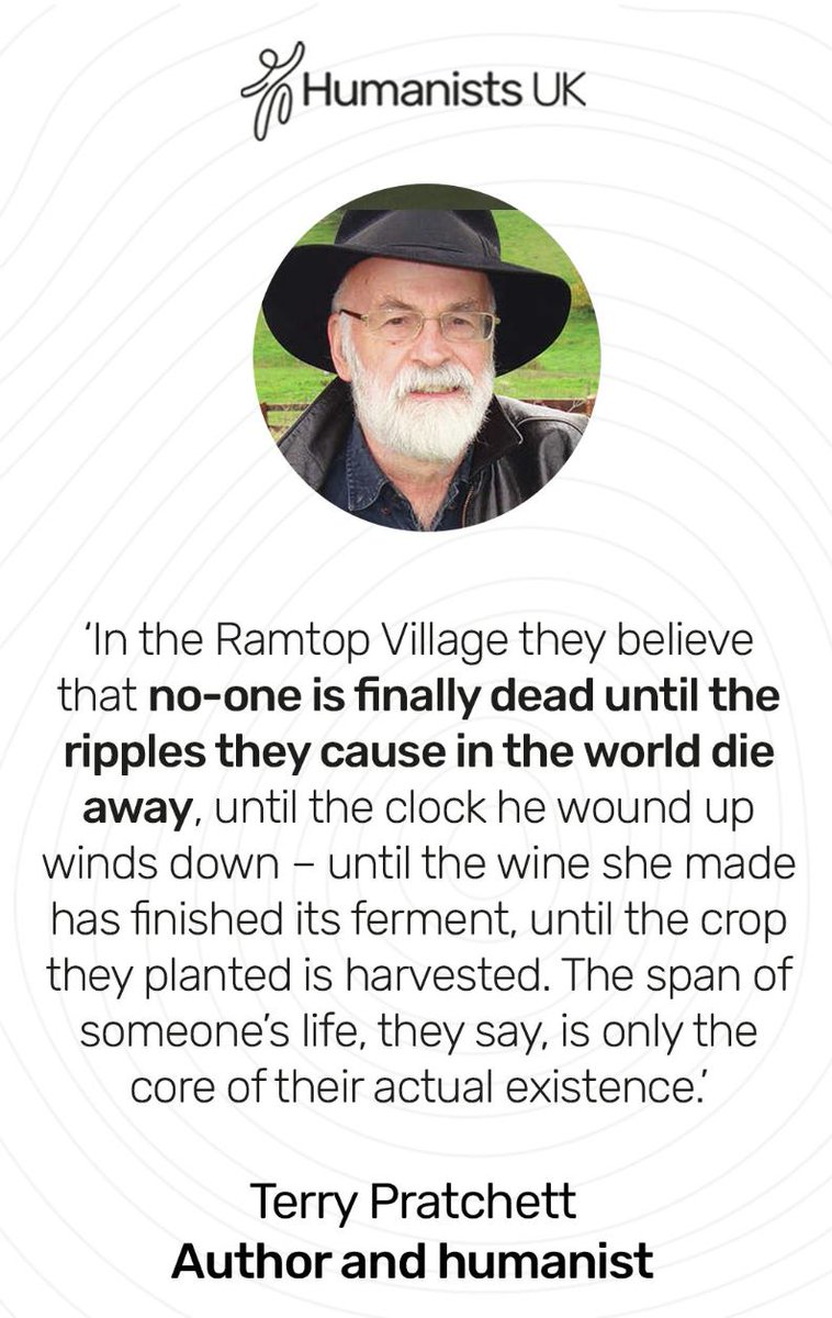 Terry Pratchett would have been 77 today. He was our patron, and is sorely missed. 'No one is actually dead until the ripples they cause in the world die away.' GNU Terry Pratchett ❤️