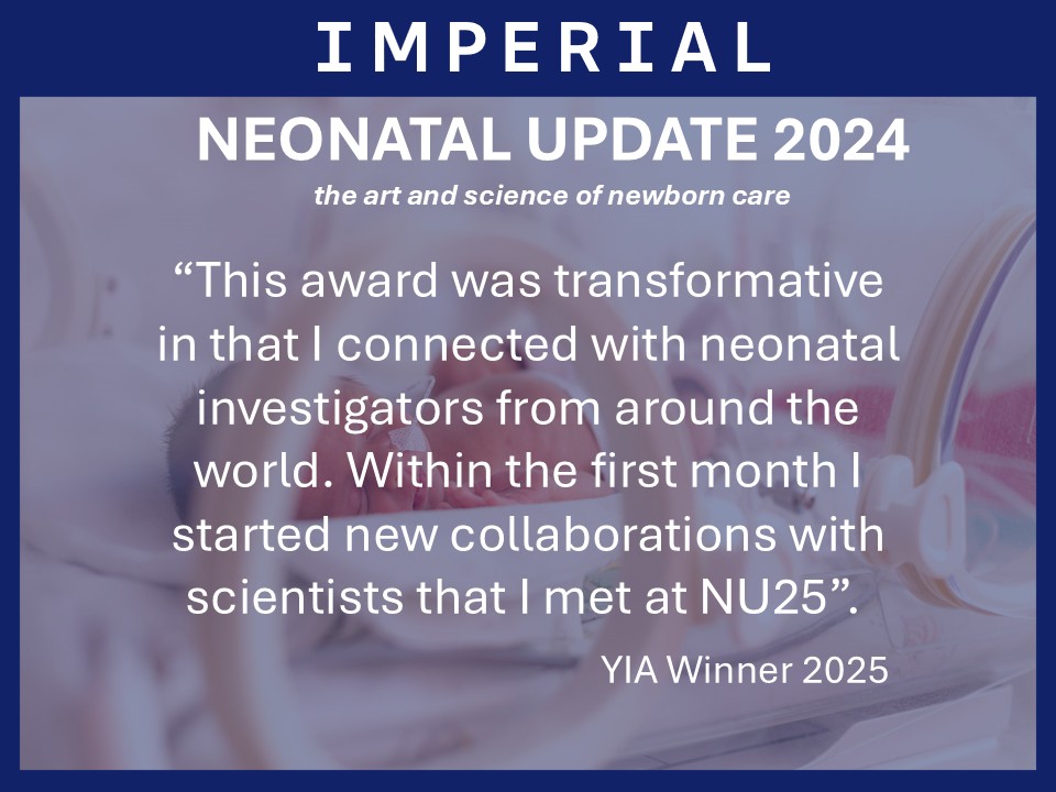NeonatalUpdate (@neonatalupdate) on Twitter photo A reminder that abstract submission for #neonatalupdate25 Young Investigator Award will open on 1 May. For full details and to apply visit bit.ly/NeonatalUpdate…
#DrKeraMcNelis #neonatalresearch
<a href="/AmerAcadPeds/">American Academy of Pediatrics</a> <a href="/EUperinatal/">European Association of Perinatal Medicine</a> <a href="/ESPR_ESN/">European Society for Paediatric Research (ESPR)</a> <a href="/ImperialPaeCH/">Centre for Paediatrics & Child Health</a> <a href="/ImperialMed/">Imperial Medicine</a> A reminder that abstract submission for #neonatalupdate25 Young Investigator Award will open on 1 May. For full details and to apply visit bit.ly/NeonatalUpdate…
#DrKeraMcNelis #neonatalresearch
<a href="/AmerAcadPeds/">American Academy of Pediatrics</a> <a href="/EUperinatal/">European Association of Perinatal Medicine</a> <a href="/ESPR_ESN/">European Society for Paediatric Research (ESPR)</a> <a href="/ImperialPaeCH/">Centre for Paediatrics & Child Health</a> <a href="/ImperialMed/">Imperial Medicine</a>