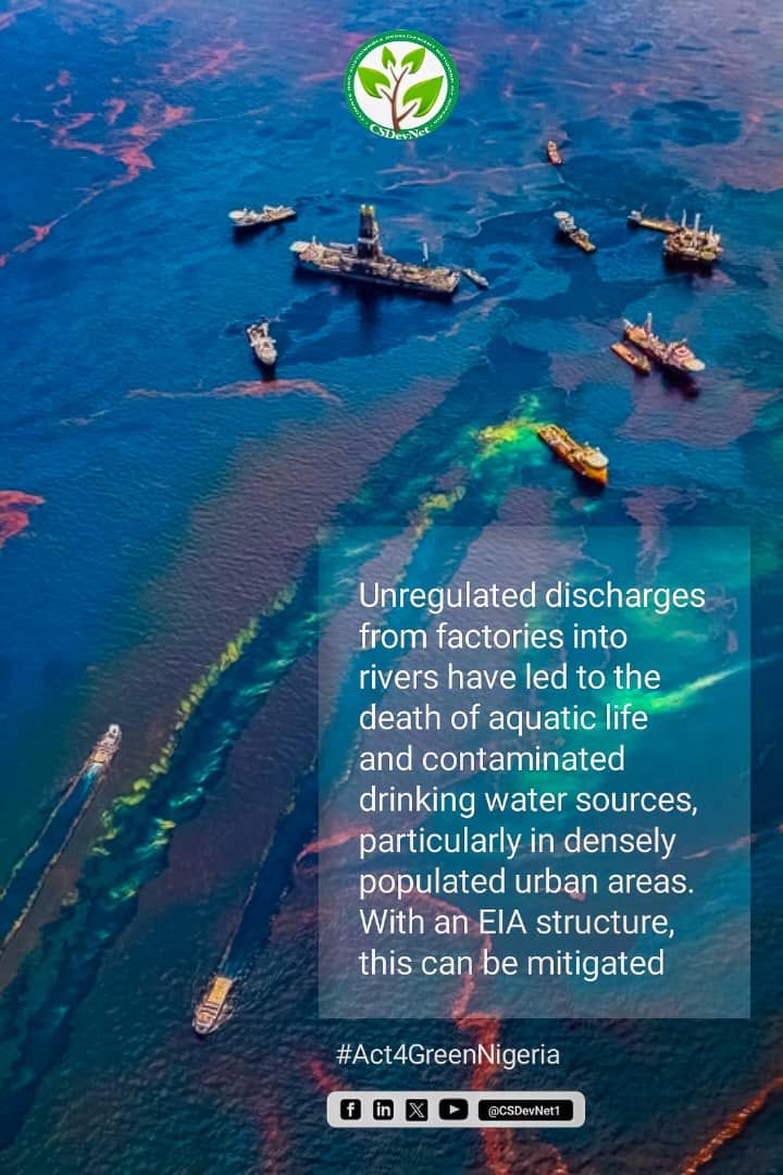 Unregulated factory discharges pose significant risks to the environment and public health. However, through a collective effort and the implementation of a structured Environmental Impact Assessment (EIA) process, these impacts can be effectively mitigated.
#Act4GreenNigeria