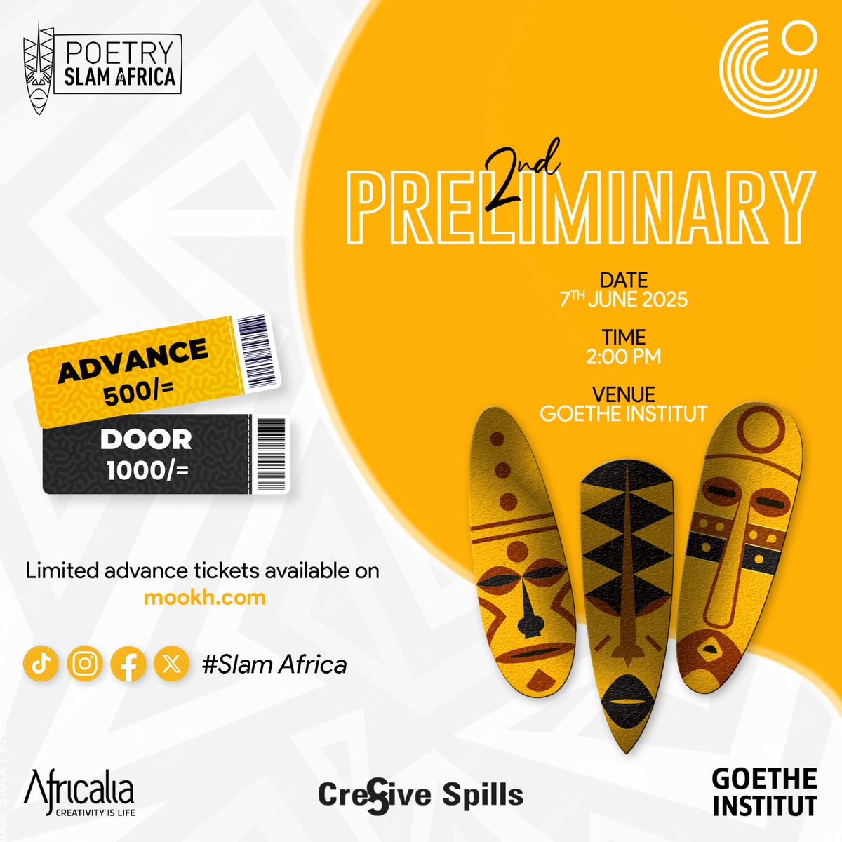 The 2nd Preliminary is the second edition of the 2025/26 Slam Season that will see 9 contestants emerge from 3 preliminary editions to battle it out at the Grand Slam 2026. 
It will be taking place on the 7th of June from 2:00 pm <a href="/GoetheNairobi/">GoetheInstitutNairob</a>
 Details on the poster #SlamAfrica
