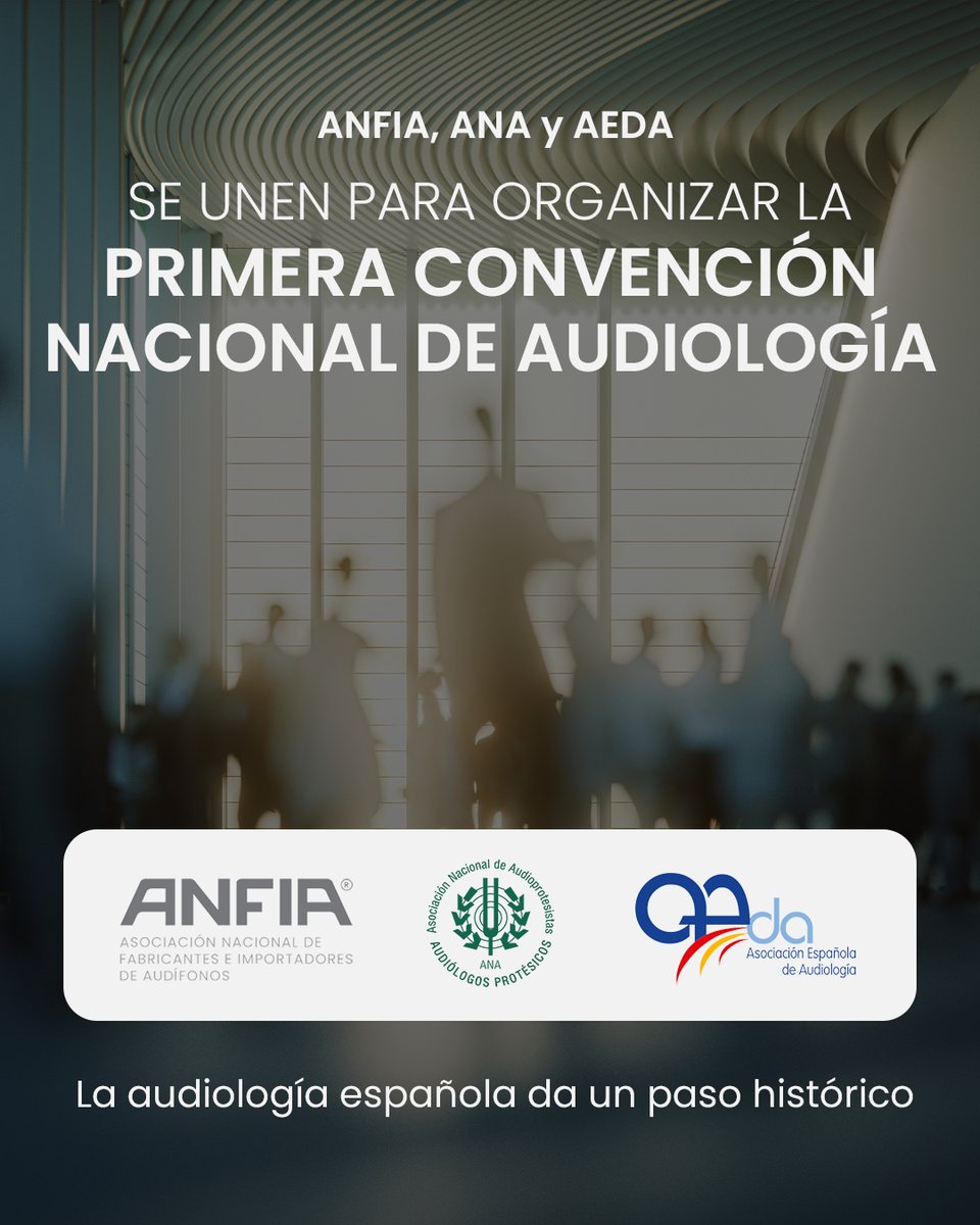 ANFIA, ANA y AEDA se unen para organizar la I Convención Nacional de Audiología, un encuentro multidisciplinar clave para todos los profesionales del sector en Madrid en 2026. Sigue leyendo: audioprotesistas.org/es/noticias/co…

#ConvenciónAudiología #ANFIA #AEDA #ANA