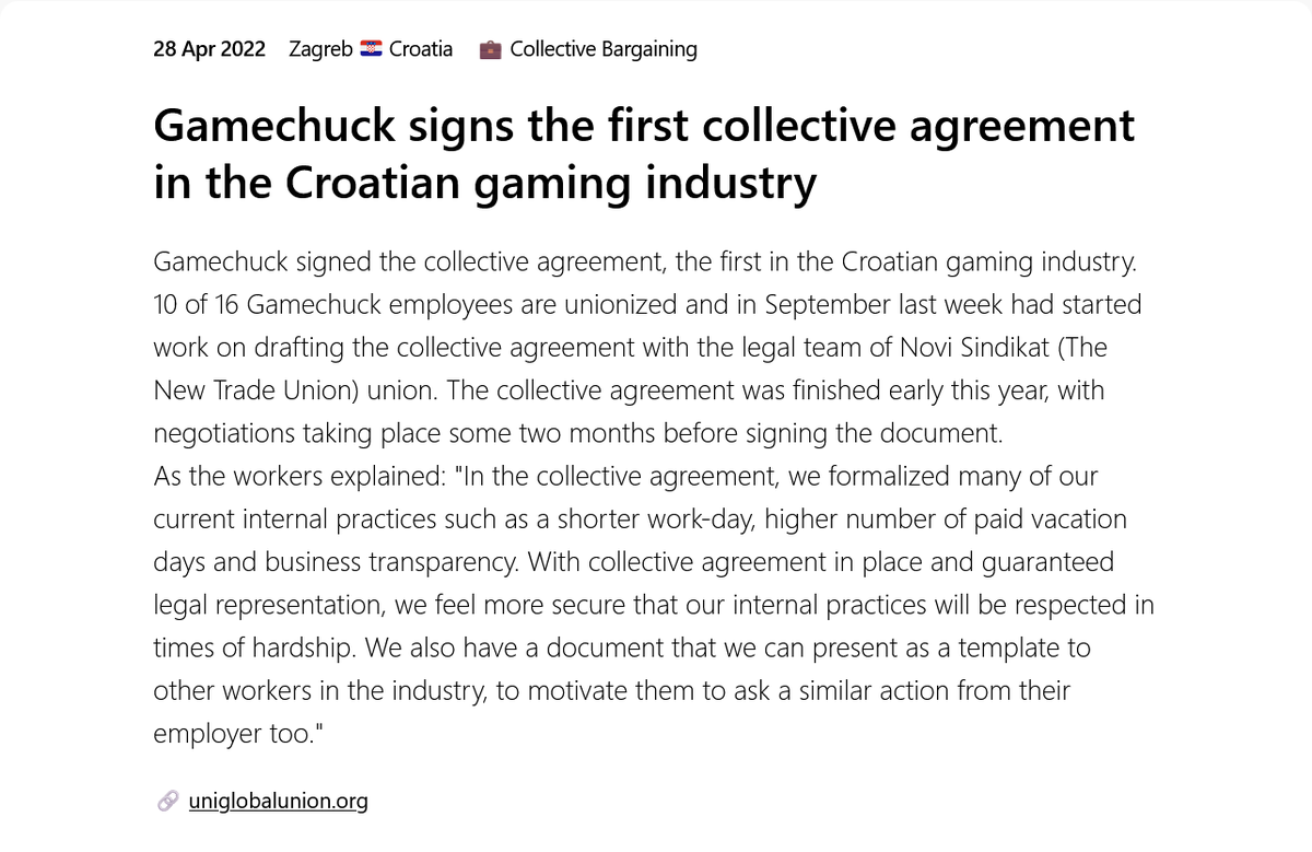 #OtD 28 Apr 2022 Gamechuck signs the first collective agreement in the Croatian gaming industry gameworkersolidarity.com/action/2022-04…