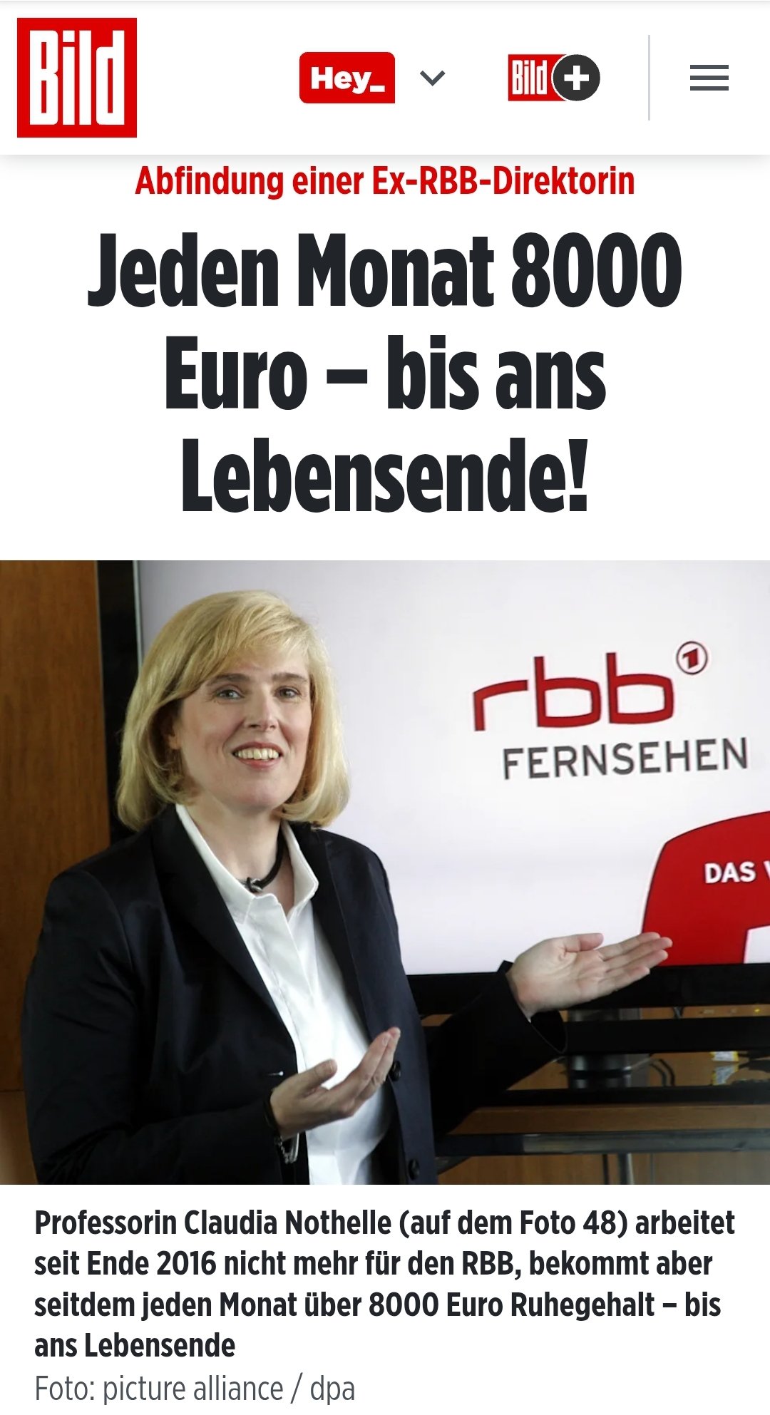 Professorin Claudia Nothelle arbeitet seit Ende 2016 nicht mehr für den RBB, bekommt aber seitdem je...