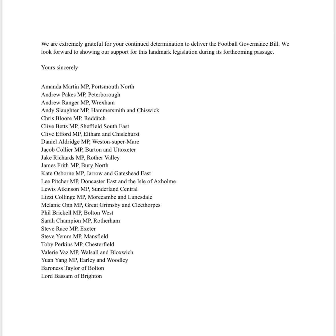 Stephen Yemm MP (@steveyemm) on Twitter photo âš˝ STANDING UP FOR LOCAL FOOTBALL
At the request of <a href="/mansfieldtownfc/">Mansfield Town FC</a> , I have signed a cross-party letter to the PM backing the Football Governance Bill. 🏛️📜
I’ll always stand up for our club, our supporters, and the future of our beautiful game ⚽️ ⚽ STANDING UP FOR LOCAL FOOTBALL
At the request of <a href="/mansfieldtownfc/">Mansfield Town FC</a> , I have signed a cross-party letter to the PM backing the Football Governance Bill. 🏛️📜
I’ll always stand up for our club, our supporters, and the future of our beautiful game ⚽️