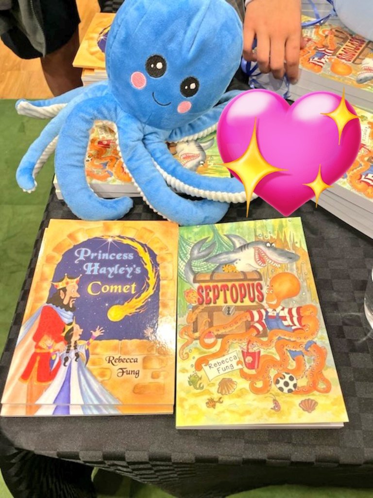 RebeccFung's tweet photo. Sometimes you have a day when both good and bad news comes. I had some disappointing news. I also had someone order multiple copies of both #Septopus and Princess Hayley's Comet. Thanks for putting much-needed sparkle in my day! Order at https://t.co/eLuSUFCEDm https://t.co/qpvl7tKU5J