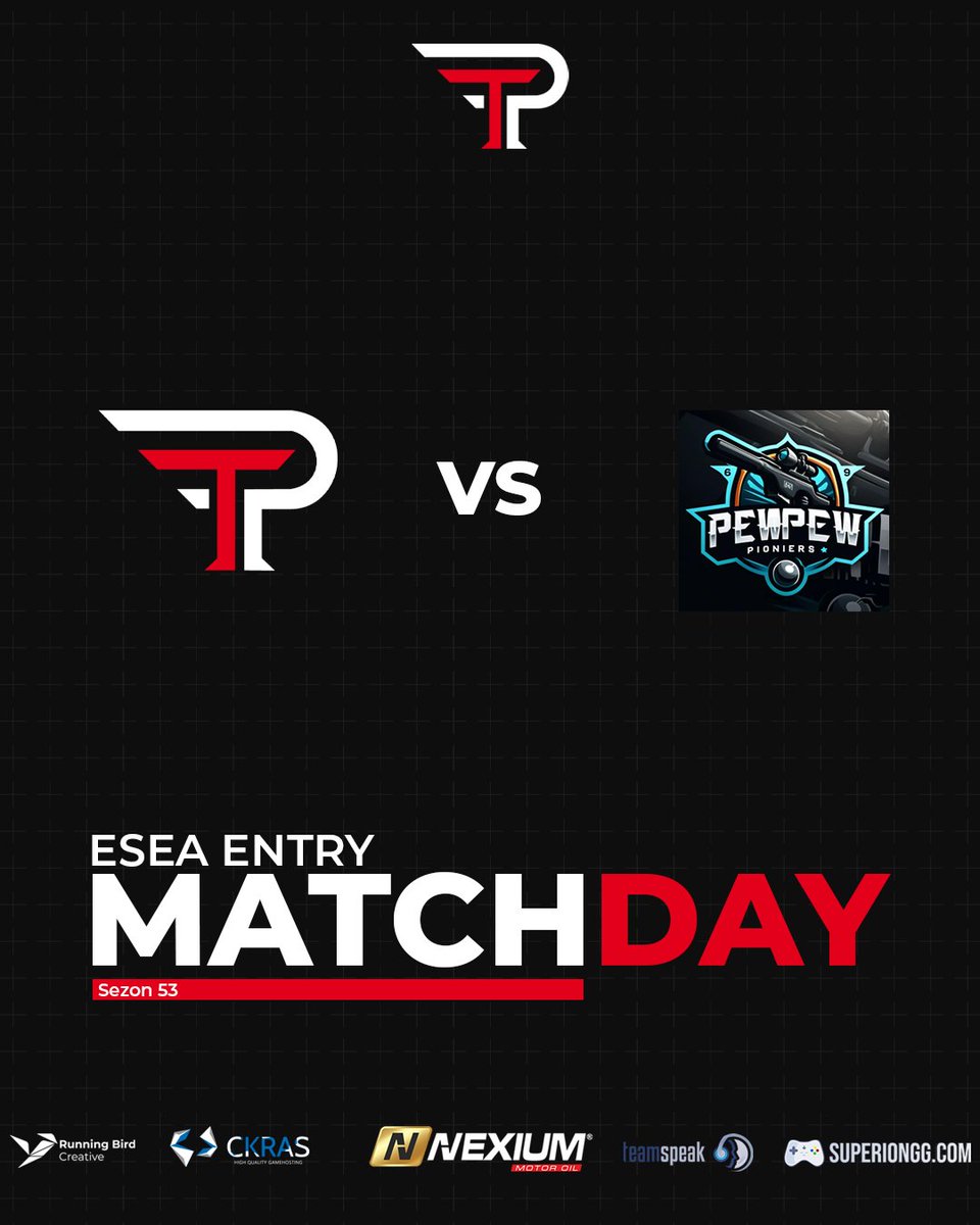 🎮 Gramy dalej!
Dziś o 20:30 zmierzymy się z ekipą PewPew Pioneers w kolejnym meczu ligi ESEA Entry!
🔥 Po serii zwycięstw wchodzimy w to starcie pełni motywacji, by kontynuować naszą dobrą passę!

Trzymajcie za nas kciuki!

<a href="/teamspeak/">TeamSpeak</a> <a href="/myckras/">CKRAS.com</a> <a href="/superiongg/">superiongg</a>