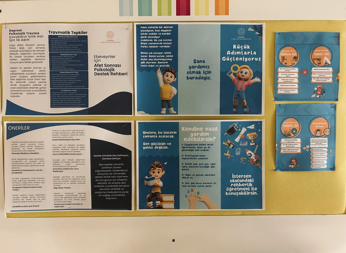 İlk ders Afet Farkındalık Eğitimi 📺 
23 Nisan Çarşamba günü ilimizde meydana gelen deprem sonrasında, Afet Farkındalık Eğitimi videoları tüm öğrencilerimize izletildi.Bilgilendirici broşürler velilerimizle paylaşıldı ve okul panomuz hazırlandı. 🧷 <a href="/catalca_mem/">Çatalca İlçe Millî Eğitim Müdürlüğü</a> <a href="/okuloncesi34MEM/">İstanbul MEM Okulöncesi</a>