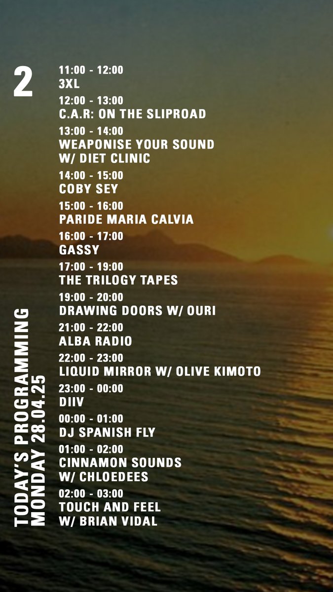 NTS Radio (@ntslive) on Twitter photo today on nts.live/2
<a href="/cobysey/">Coby Sey</a> <a href="/TheTrilogyTapes/">The Trilogy Tapes</a> <a href="/ouririou/">Ouri</a> <a href="/DIIV/">diiv</a> <a href="/Djspanishflymem/">Dj Spanish Fly (Godfather Memphis Rap) Phonk</a> today on nts.live/2
<a href="/cobysey/">Coby Sey</a> <a href="/TheTrilogyTapes/">The Trilogy Tapes</a> <a href="/ouririou/">Ouri</a> <a href="/DIIV/">diiv</a> <a href="/Djspanishflymem/">Dj Spanish Fly (Godfather Memphis Rap) Phonk</a>