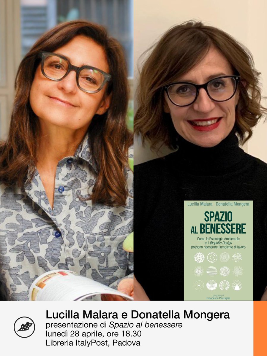 ⚪ Oggi alle ore 18:30, Lucilla Malara e Donatella Mongera presenteranno il loro libro "SPAZIO AL BENESSERE." (<a href="/EdizioniGuerini/">EdizioniGuerini</a>) in Libreria ItalyPost a Padova.

👉 Registrati gratuitamente all'evento: librerieitalypost.it/tc-events/spaz…

#LibreriaItalyPost