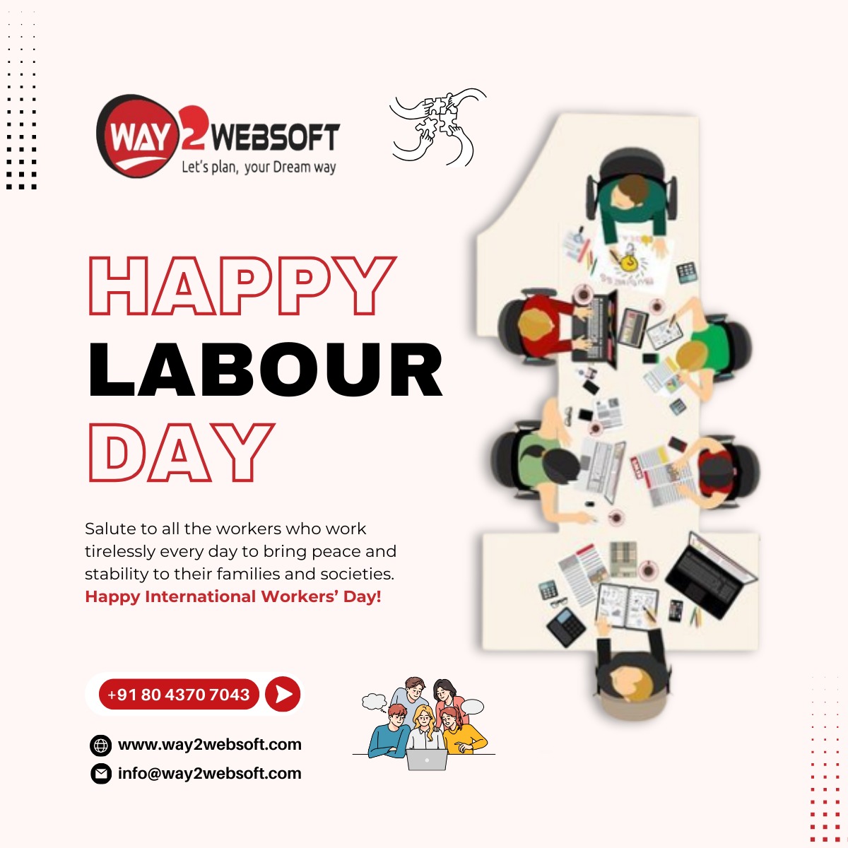 way2websoft's tweet image. Happy Labour Day
&quot;Wishing all hardworking heroes a Happy Labour Day! Thank you for your dedication and effort. You make the world a better place. 
📷 Visit: way2websoft.com
📷 Email: info@way2websoft.com
📷 Contact: +91 80 4370 7043
 #ThankYouWorkers #way2websoft