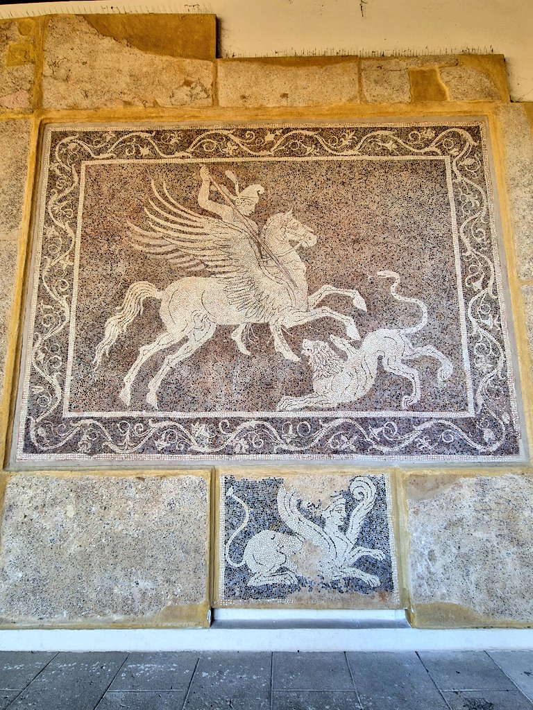 AlabasterMiss's tweet image. From the roof garden of the Archaeological Museum of #Rhodes, #Greece, this wonderful arcade displays some of the enormous #mosaics #MosaicMonday found in #AncientGreece...