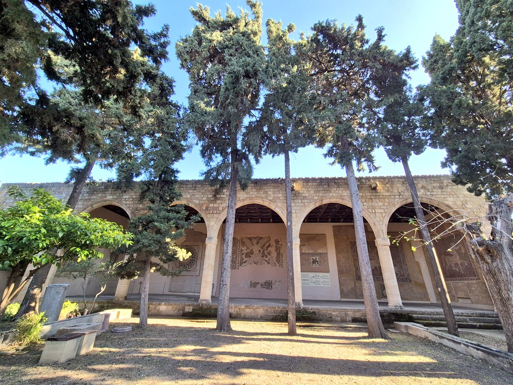 AlabasterMiss's tweet image. From the roof garden of the Archaeological Museum of #Rhodes, #Greece, this wonderful arcade displays some of the enormous #mosaics #MosaicMonday found in #AncientGreece...